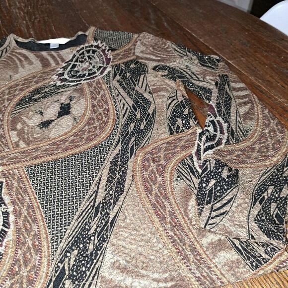 Large Conrad C Collection Long Sleeve Round Neck Textured Pullover Shirt Top - Picture 4 of 5